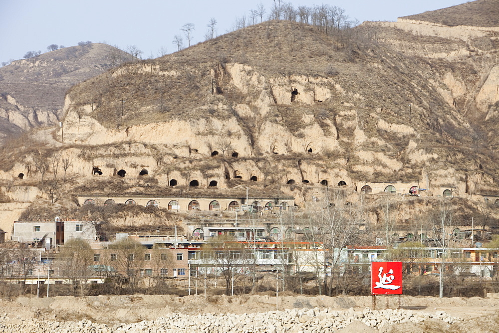 Ancient cave houses dug into Loess deposits in Shanxi province, northern China, Asia