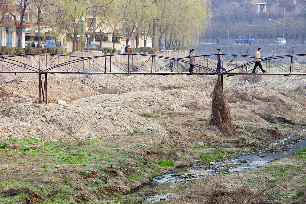 A critically low river in Tongshuan in Shanxi, Northern China, Asia