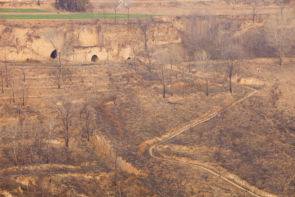 Ancient cave houses dug into Loess deposits in Shanxi province, northern China, Asia