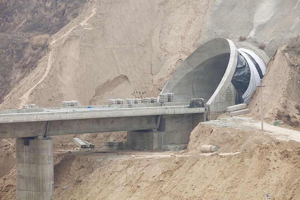 Building a new railway line across Shanxi province in northern China, Asia