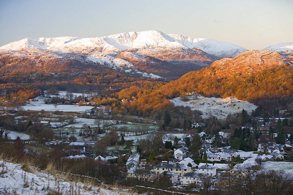 Sunrise over Wetherlam near Ambleside in the Lake District National Park, Cumbria, England, United Kingdom, Europe