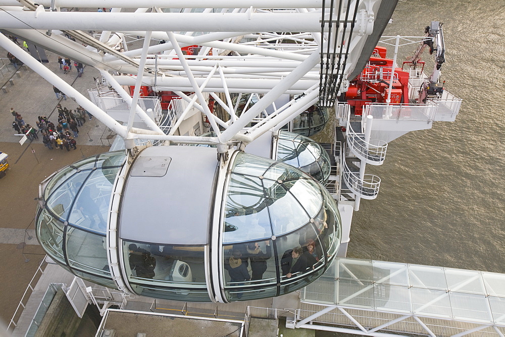 A capsule on the London Eye on the Thames South Bank, London, England, United Kingdom, Europe