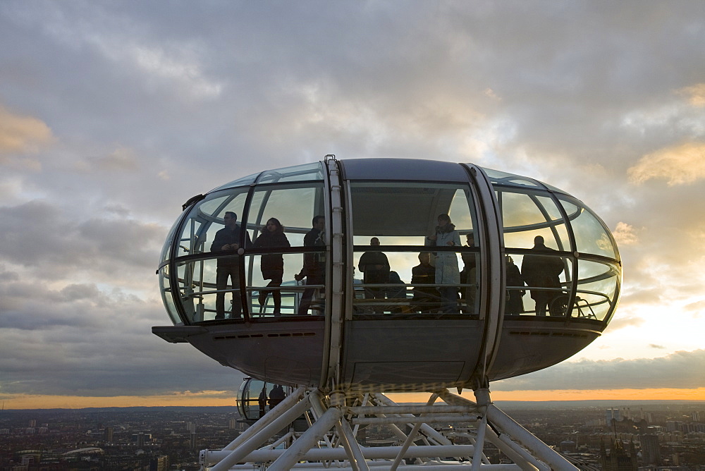 A capsule on the London Eye on the Thames South Bank, London, England, United Kingdom, Europe