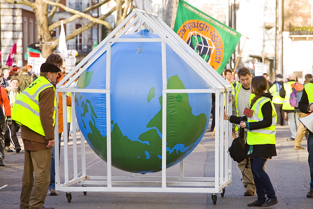 Protestors at a climate change rally in London in December 2008, England, United Kingdom, Europe