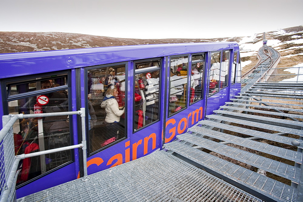 The funicular on the Cairngorm ski resort in Scotland, United Kingdom, Europe