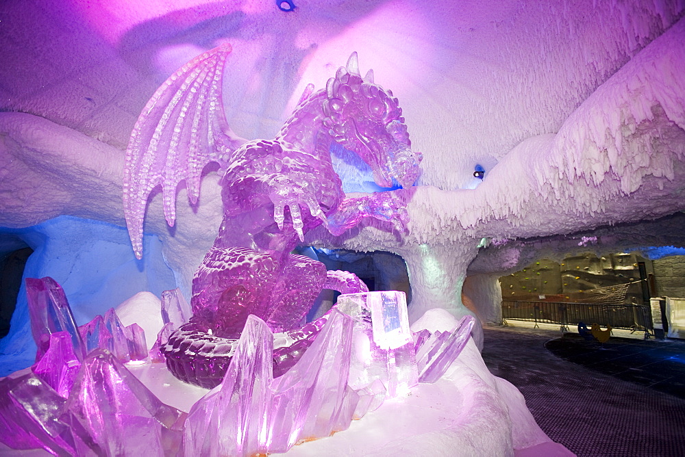 An ice dragon in Ski Dubai, Dubai, United Arab Emirates, Middle East