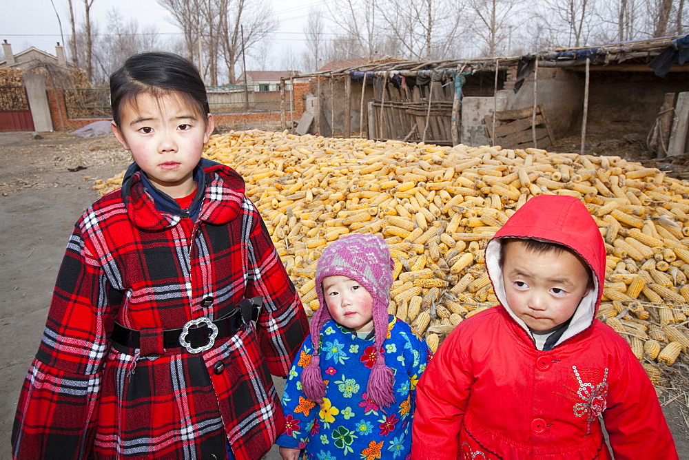 Sisters in a Chinese family of farmers in Heilongjiang province, Northern China, Asia