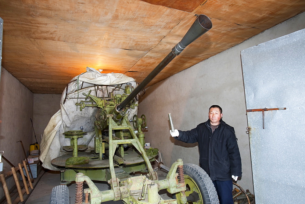 Cloud seeding cannon on the outskirts of Harbin city in Heilongjiang province, Northern China, Asia