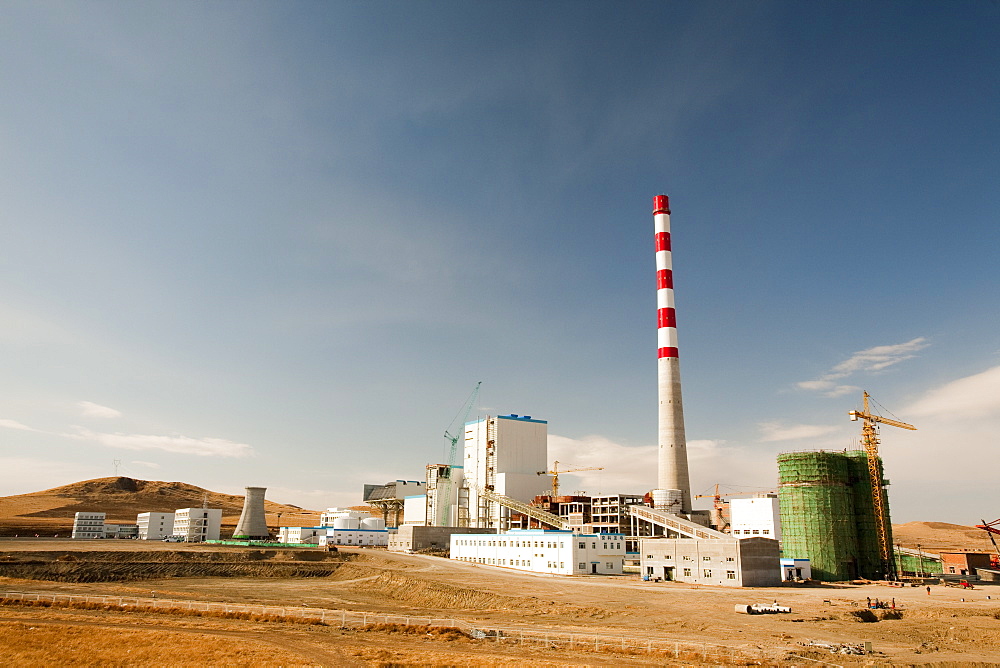 A coal fired power plant being constructed in Inner Mongolia, China, Asia