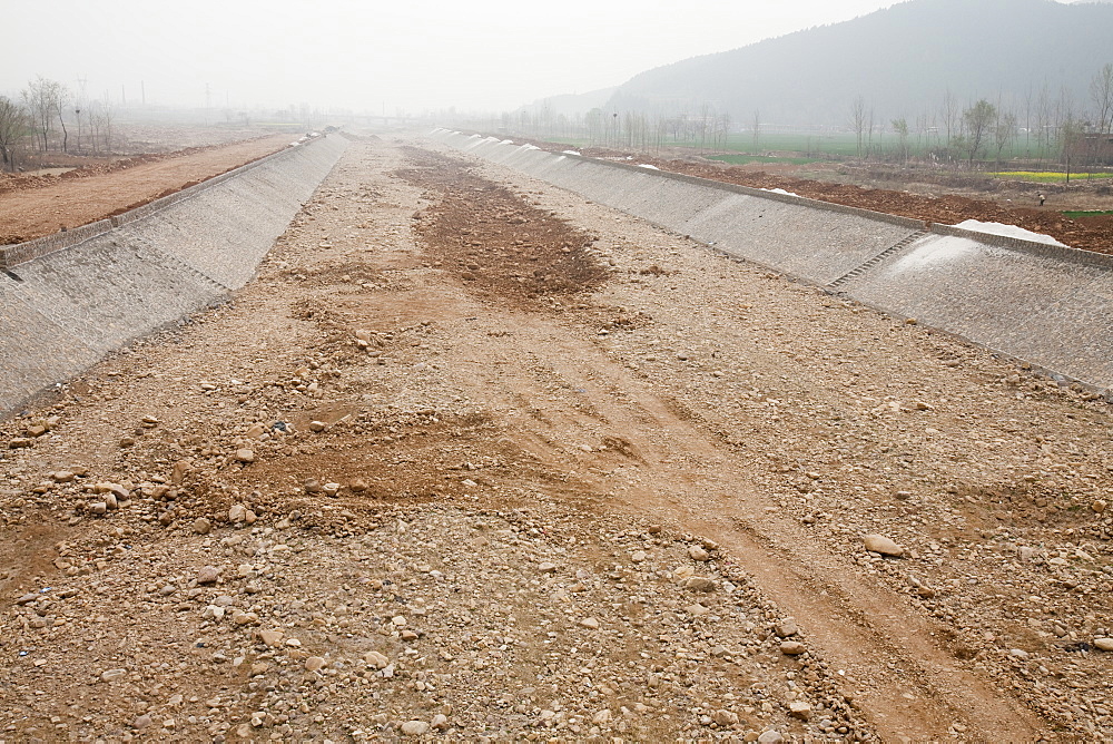 A completely dried up river in Shanxi province, China, Asia