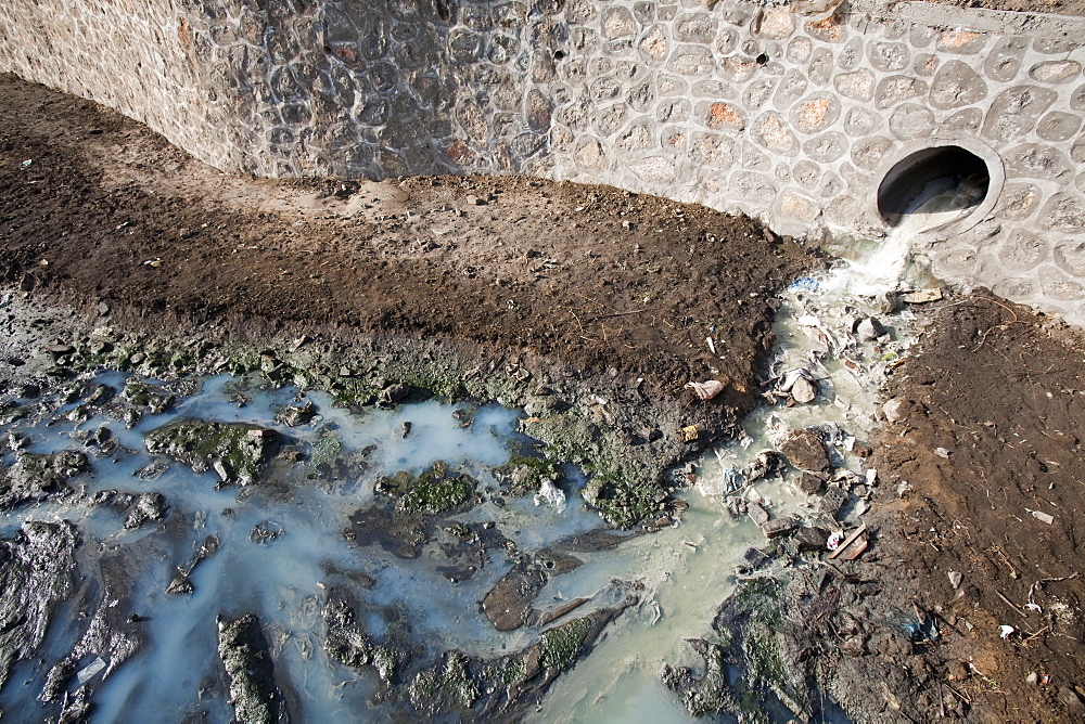 Badly polluted river in the industrial city of Hangang, China, Asia