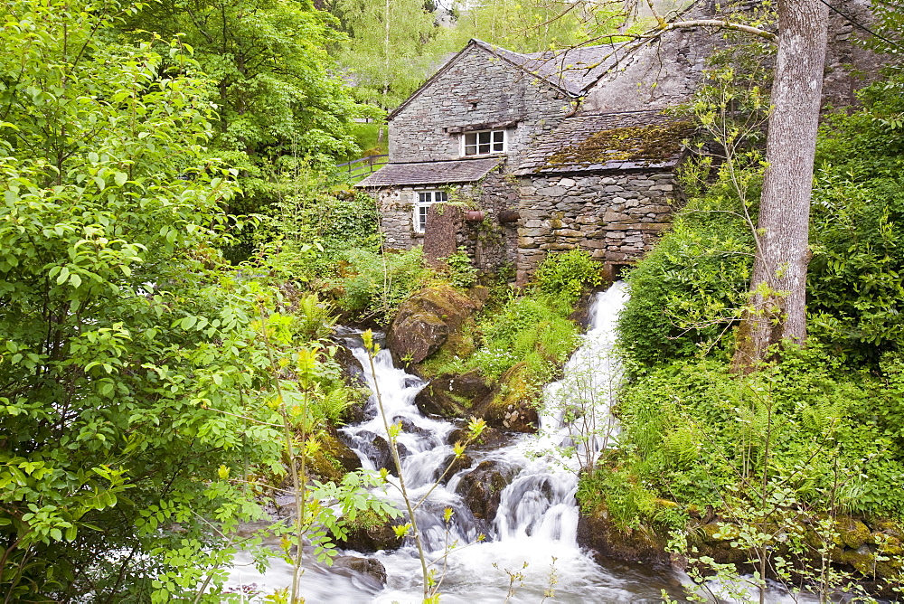 A hydro electric turbine producing green electricity in the grounds of Rydal Hall near Ambleside, Lake District, Cumbria, England, United Kingdom, Europe