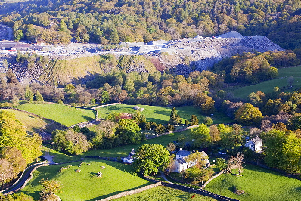 Elterwater slate quarry above Chapel Stile in the Langdale Valley in the Lake District National Park, Cumbria, England, United Kingdom, Europe