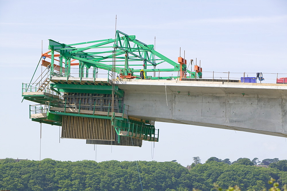 Bridge construction across the River Taw in Barnstaple, Devon, England, United Kingdom, Europe