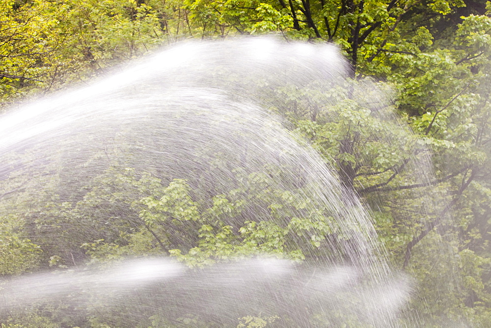 Water spouts below the largest privately owned HEP scheme in England and Wales, in Glen Lyn Gorge in Devon, England, United Kingdom, Europe