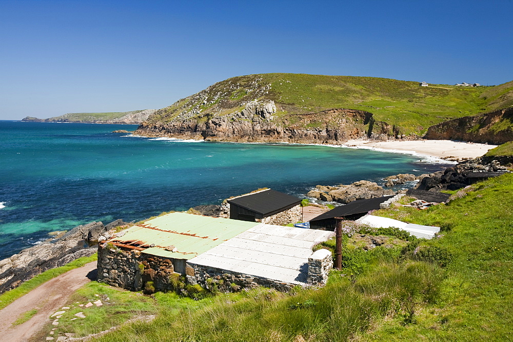 Old fishermen's huts near Pendeen Watch on the North Cornwall coast near St Just, Cornwall, England, United Kingdom, Europe