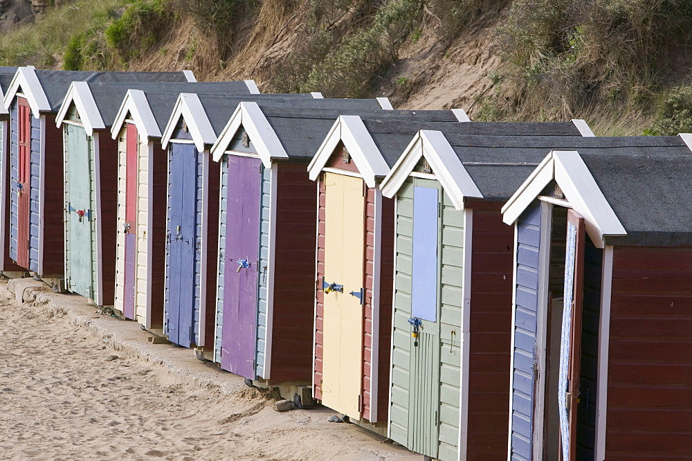 Beach huts at Braunton Burrows, Devon, England, United Kingdom, Europe