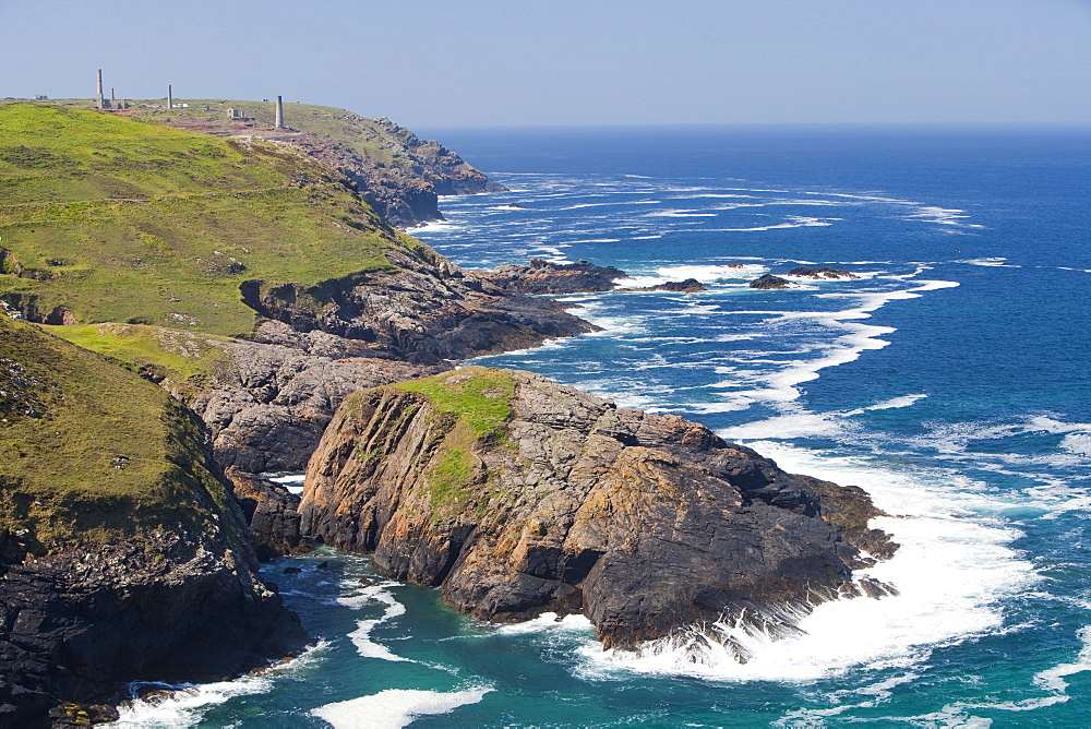 The old Geevor tin mines near Pendeen on Cornwall's North Coast, Cornwall, England, United Kingdom, Europe