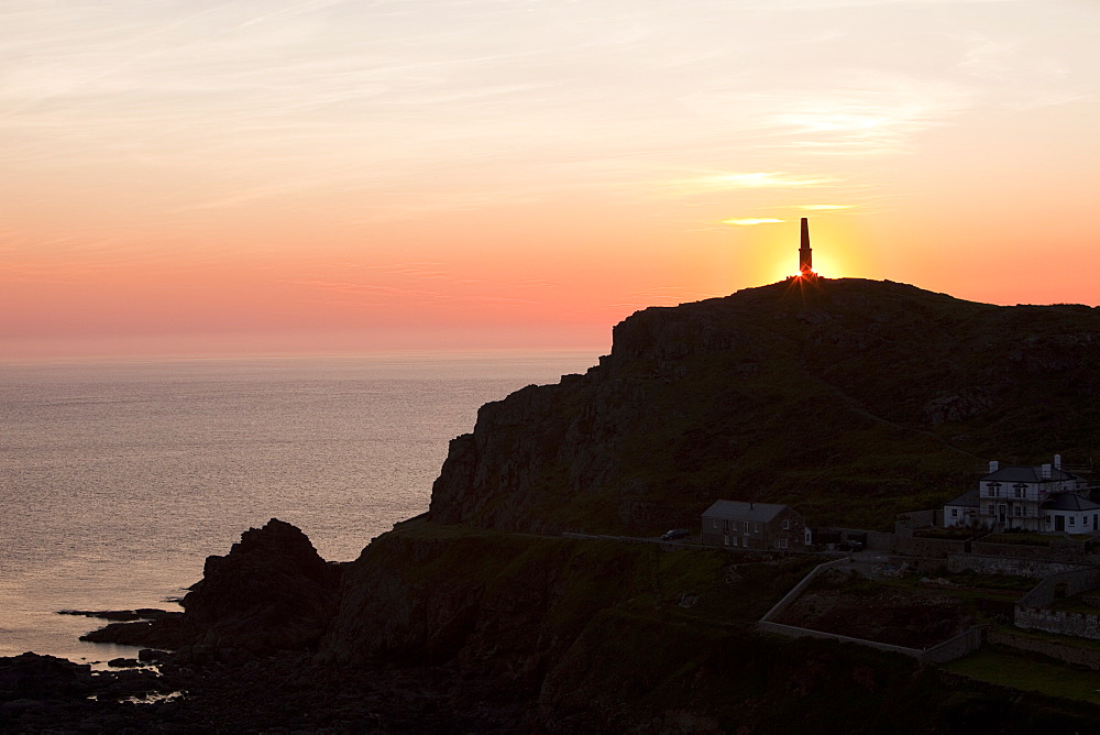 Cape Cornwall at sunset at near St. Just, Cornwall, England, United Kingdom, Europe