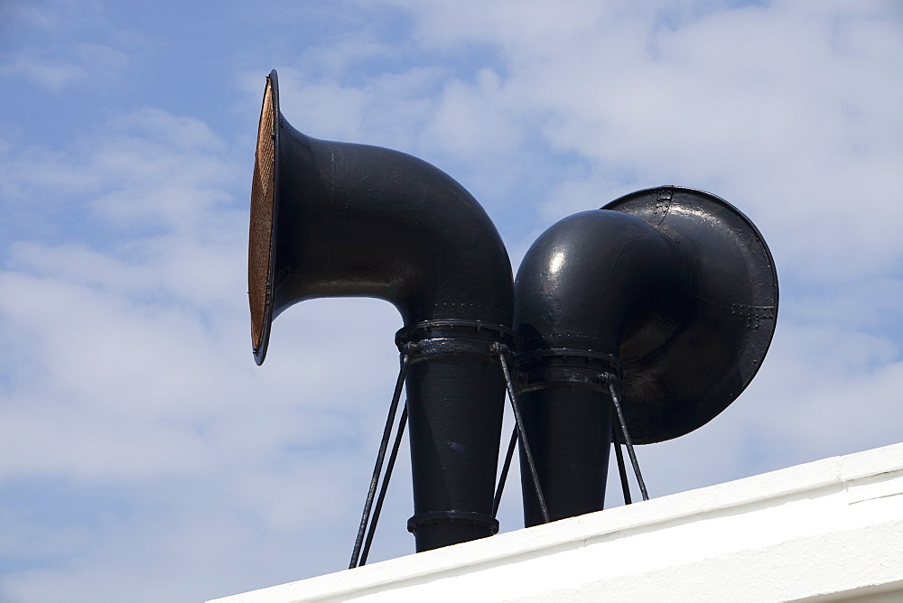 The fog horn at Pendeen Watch lighthouse near St. Just in Cornwall, England, United Kingdom, Europe