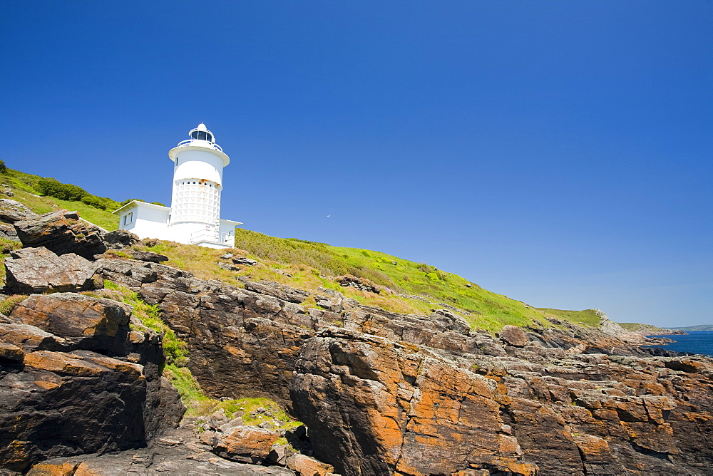 Tater Du lighthouse near Mousehole, Cornwall, England, United Kingdom, Europe