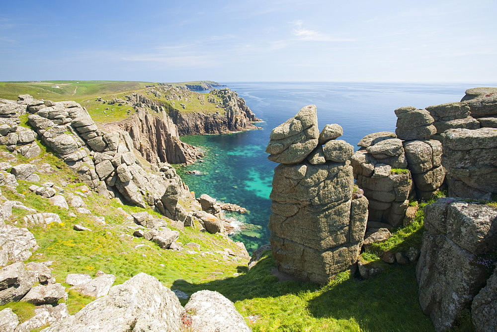 Coastal scenery at Lands End in Cornwall, England, United Kingdom, Europe
