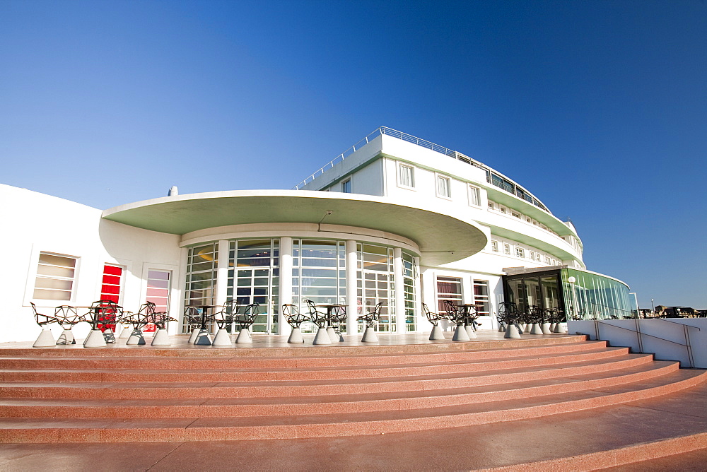 The art deco Midland Hotel, derelict for years but now completely modernised by the developer Urban Splash, Morecambe, Lancashire, England, United Kingdom, Europe