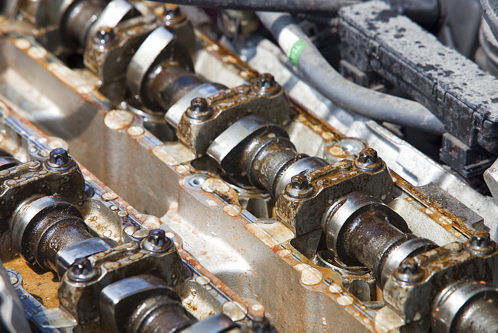 An internal combustion engine in a car, United Kingdom, Europe