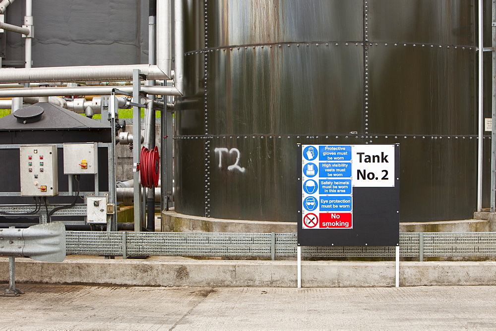 Biodigesters at United Utilities' Daveyhulme plant which processes all of Manchester's sewage, Manchester, England, United Kingdom, Europe