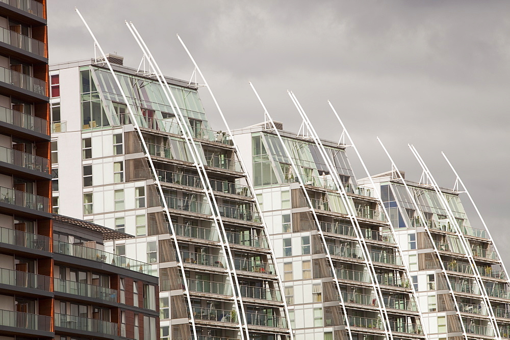 New apartment blocks at Salford Quays in Manchester, England, United Kingdom, Europe