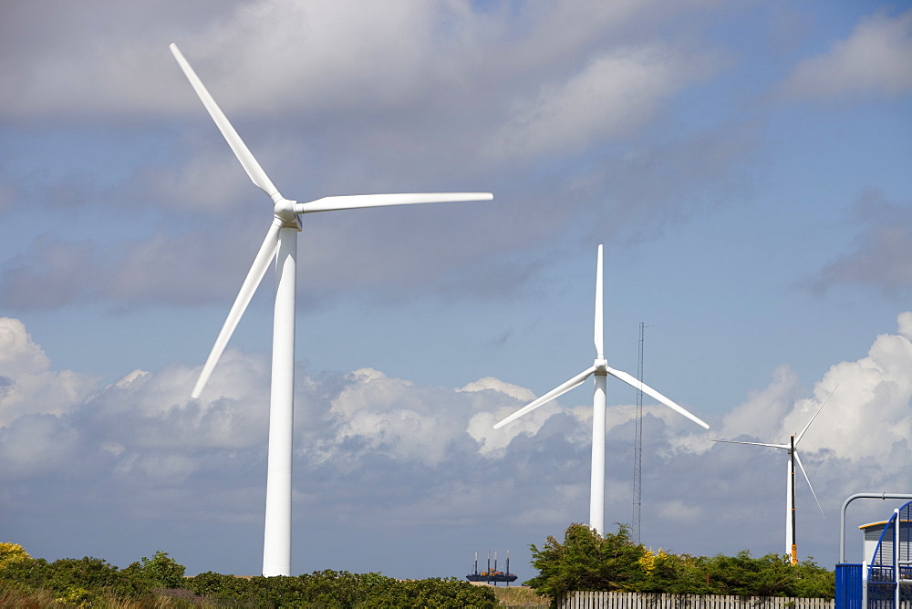 Wind turbines on the outskirts of Workington, Cumbria, England, United Kingdom, Europe