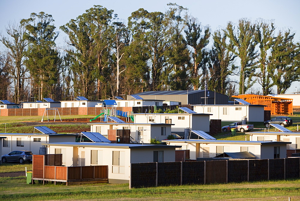 One year on from the catastrophinc 2009 Bush Fires survivors are still living in emergency housing at Kinglake, one of the worst affected communities, Victoria, Australia, Pacific