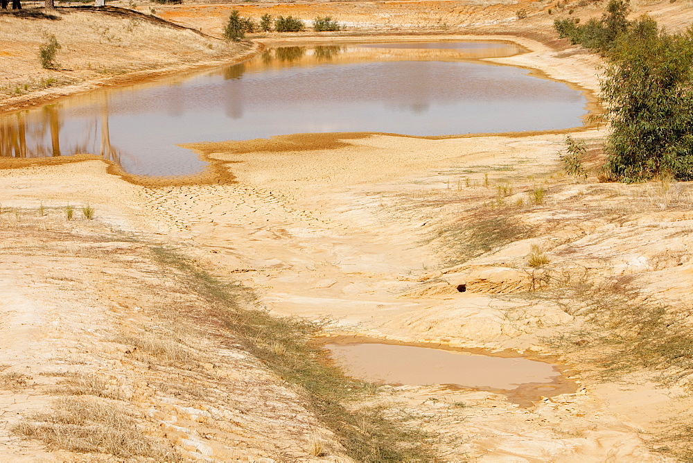 A farmers watering hole, almost dried up, on a farm near Shepperton, Victoria, Australia, Pacific