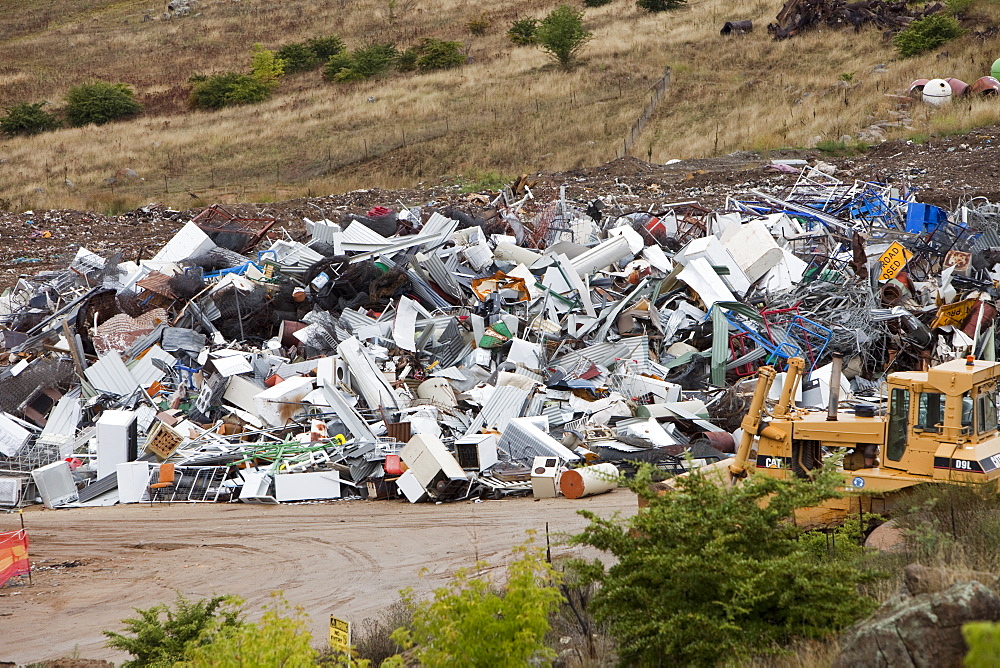 Scrap metal awaiting recycling at Jindabyne rubbish dump in the Snowy Mountains, New South Wales, Australia, Pacific