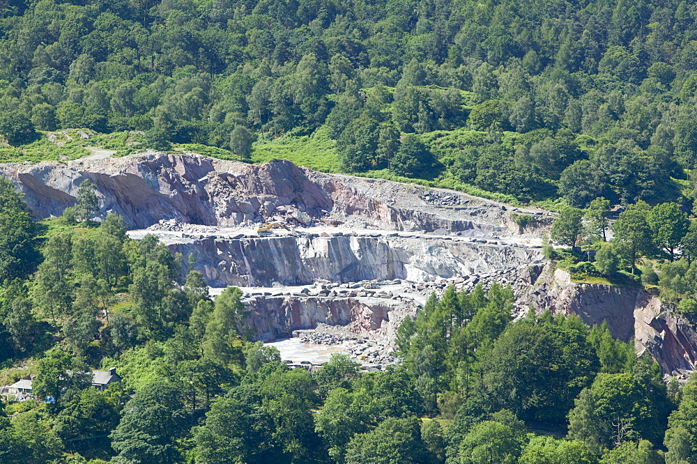 Slate quarries in Elterwater in the Langdale Valley, Lake District, Cumbria, England, United Kingdom, Europe