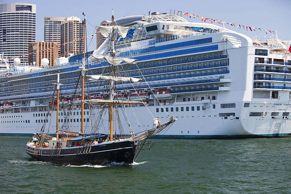 The Diamond Princess cruise ship in Sydney Harbour, New South Wales, Australia, Pacific