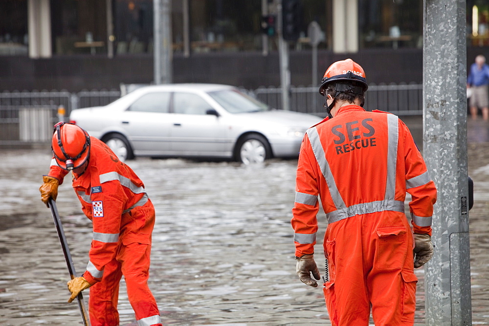 Clearing up after torrential rain in 2010 in Melbourne, Victoria, Australia, Pacific