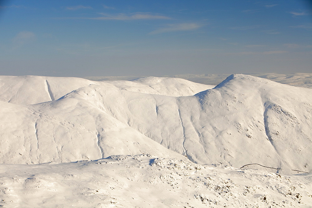 The Kentmere Fells in winter snow in the Lake District, Cumbria, England, United Kingdom, Europe