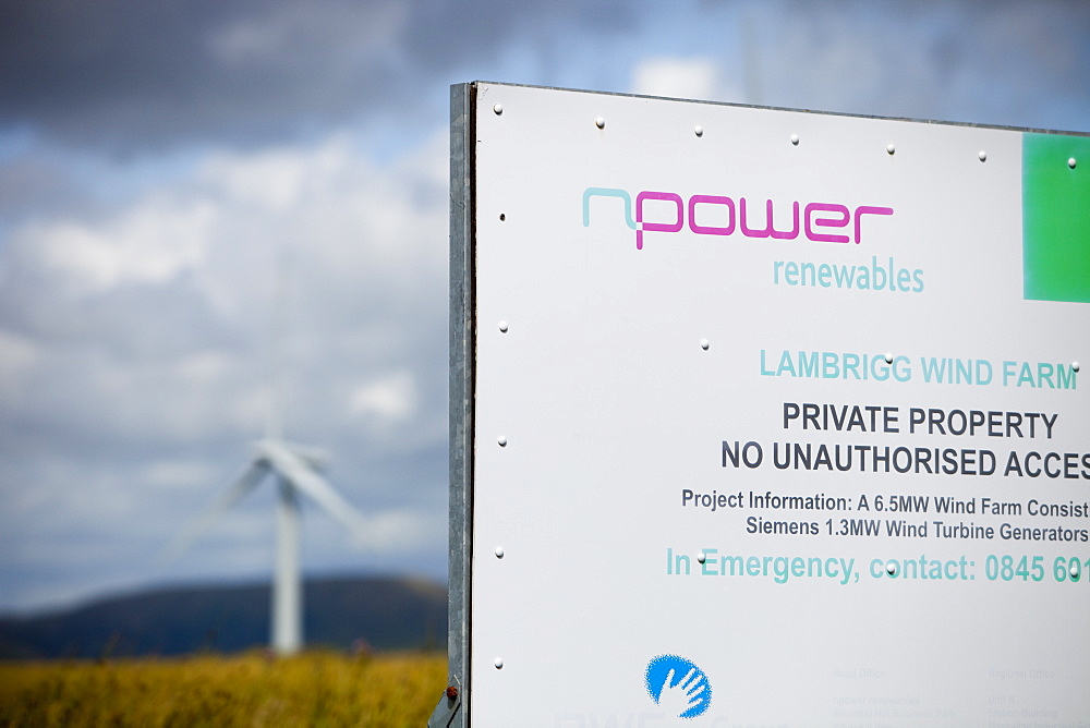 Wind turbines at Lambrigg wind farm, owned by Npower, near Sedburgh, Cumbria, England, United Kingdom, Europe