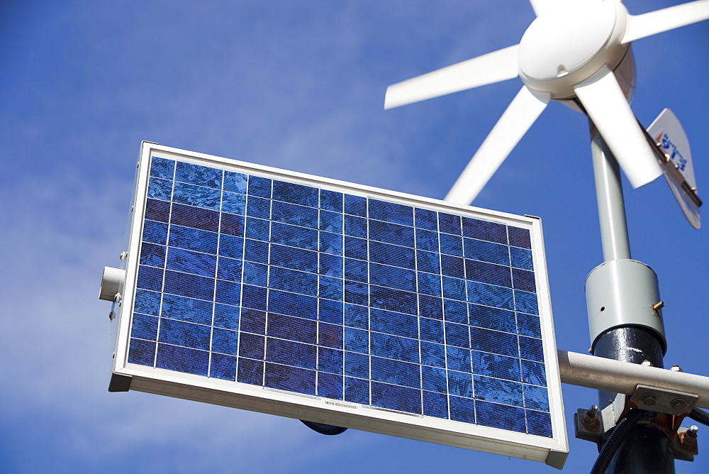 Renewable energy generation being used to power illuminated speed limit signs in Barrow in Furness, Cumbria, England, United Kingdom, Europe