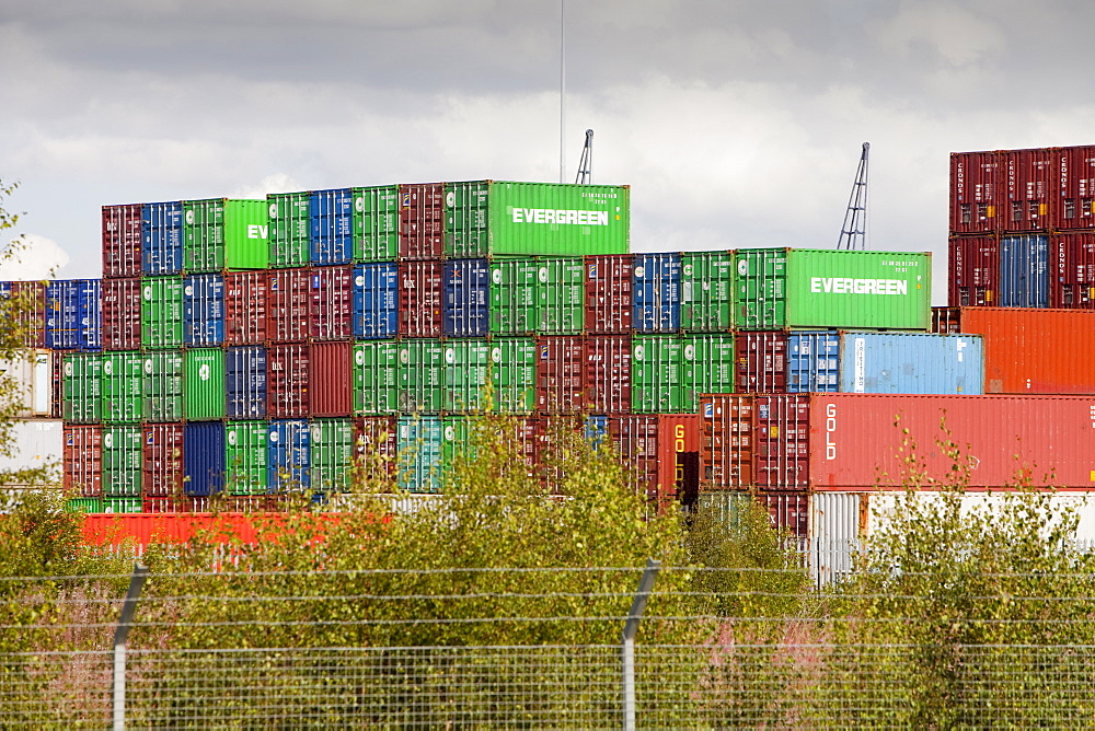 Containers at the port in Grangemouth Scotland, United Kingdom, Europe