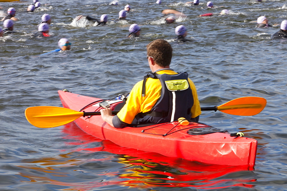 The Great North Swim, a one mile charity swim on Lake Windermere in the Lake District, Cumbria, England, United Kingdom, Europe