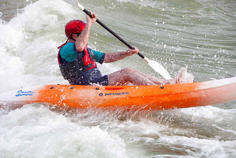 Kayaking and riding the waves in Teos, Western Turkey, Eurasia