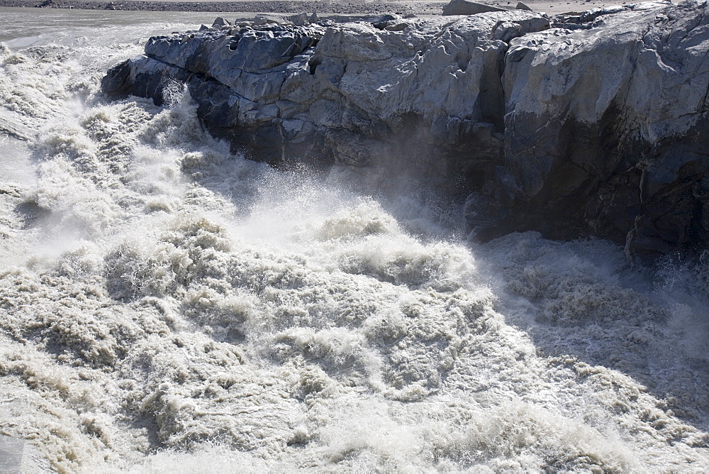 Meltwater from the Russell Glacier that drains the Greenland Ice Sheet 26 km inland from Kangerlussuaq, Greenland, Polar Regions