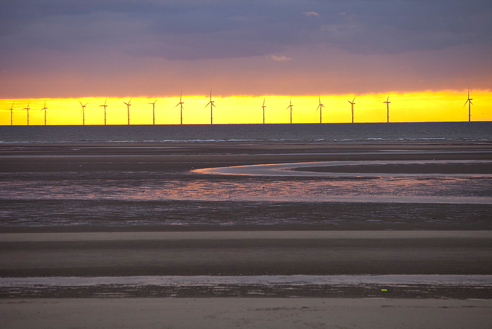 The Rhyl Flats offshore wind farm is situated about 7 Km off the North Wales coast, in Liverpool Bay, between Prestatyn and Rhyl, North Wales, United Kingdom, Europe