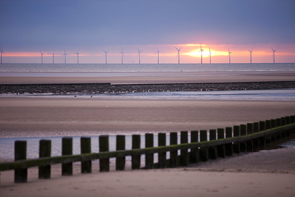 The Rhyl Flats offshore wind farm is situated about 7 Km off the North Wales coast, in Liverpool Bay, between Prestatyn and Rhyl, North Wales, United Kingdom, Europe