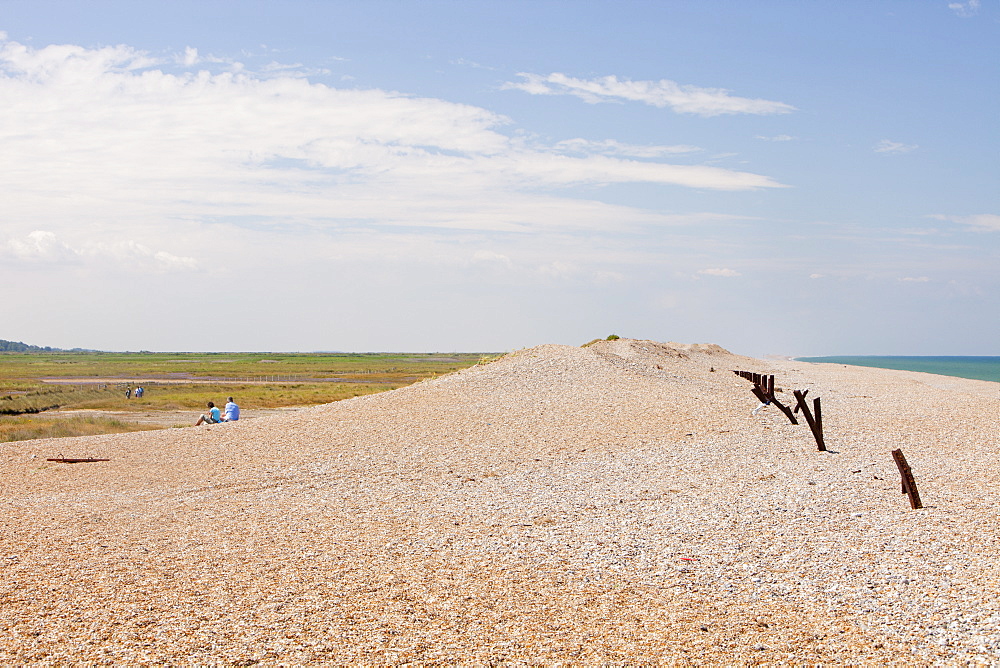 Breach in shingle barrier, North Norfolk coast around Cley, Norfolk, England, United Kingdom, Europe