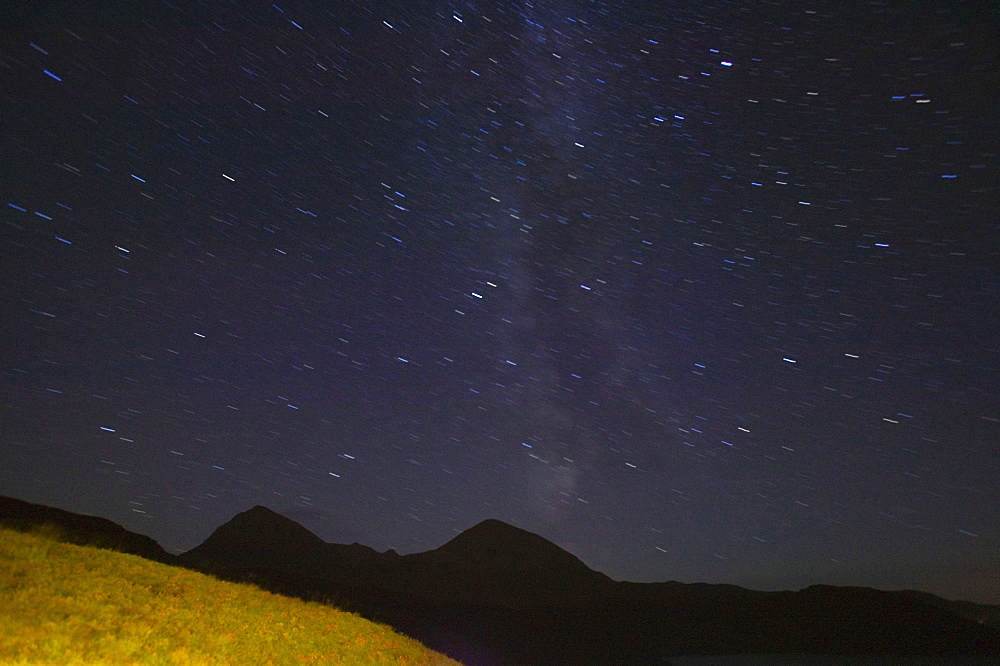 The Milky way over Quinag, in Assynt, Sutherland, Scotland, United Kingdom, Europe