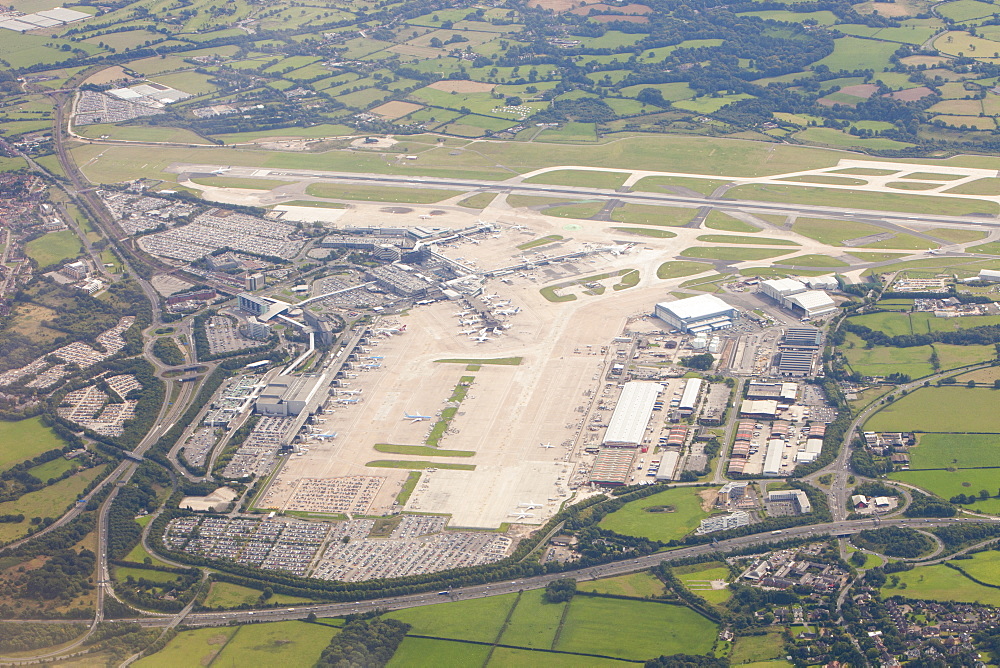 Manchester Airport from the air, Manchester, England, United Kingdom, Europe