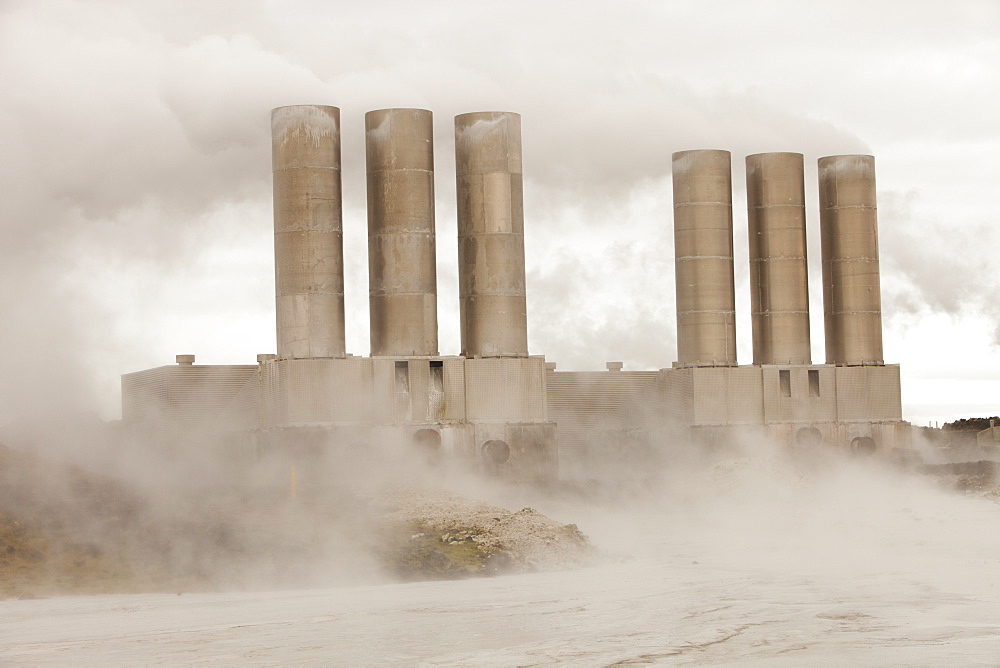 Capturing geothermal steam from boreholes to power the Reykjanes geothermal power station near Reykjavik in Iceland, Polar Regions